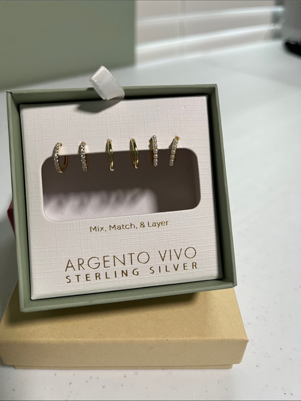 Argento Vivo Gold Huggie Earring Set with Pearl Accents